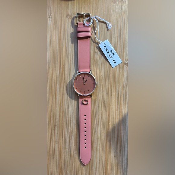 Coach Perry Watch With 36mm Coral Pink Face & Coral Pink Leather Band - Picture 4 of 6